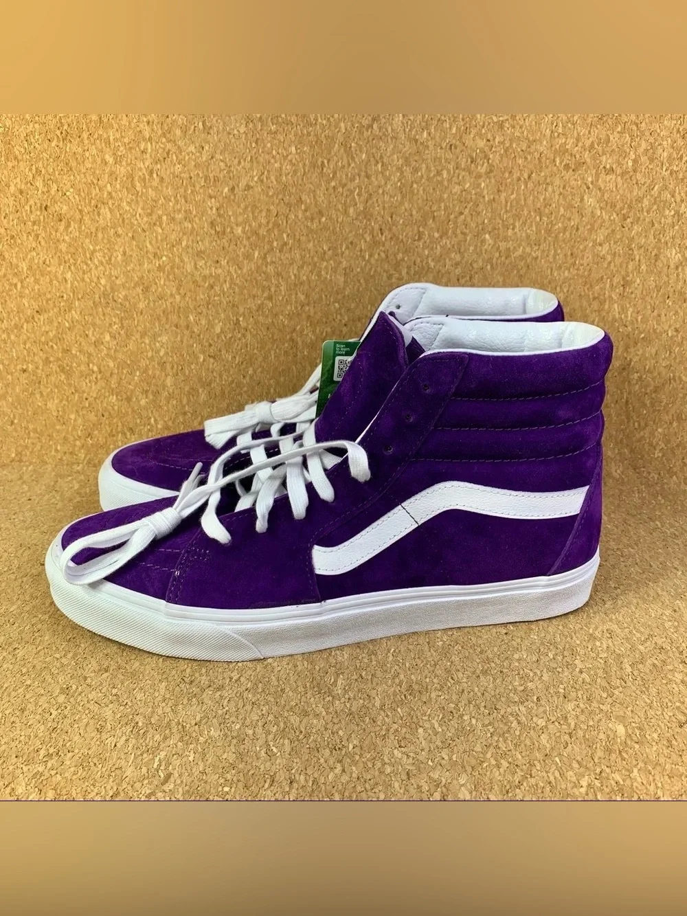 Vans Purple Suede Sk8-Hi Sneakers with White Stripe